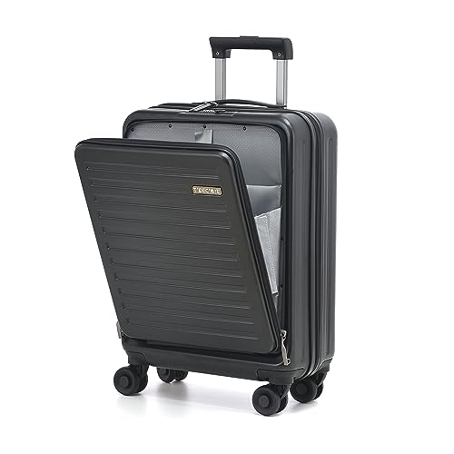 TydeCkare 20 Inch Carry On Luggage with Front Pocket for Airplane Travelers Light enough for Overhead Bin Storage