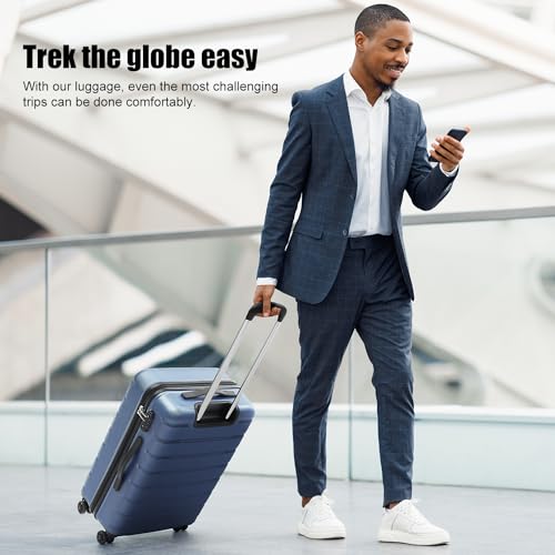 Coolife Luggage Suitcase Expandable USB Port Spinner TSA Lock Light Travel Bag (Ice Blue, L 28in) Global Recycled Standa