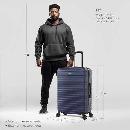Deep Luggage with GEL Handle Spacious Traveling Suitcase | Dual Spinner Wheels and Studs | 28 Inch Large Hardside Luggag