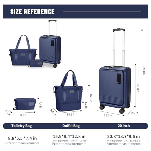 WireHot 20 inch Small Carry On Luggage Front Open with Laptop Pocket, Dark Deep Navy Blue  
WireHot 20 inch Small Carry 