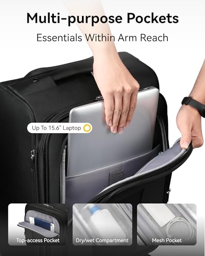 LUGGEX 20 Inch Spinner Suitcase for Travel and Business - Black | Global Recycled Standard