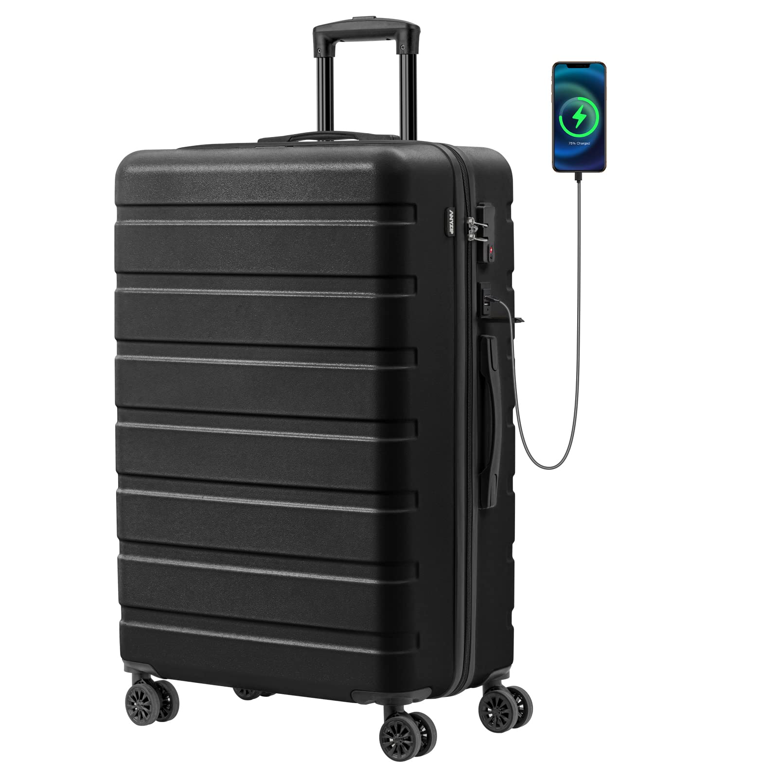 AnyZip Hardside Suitcase for Business Travelers with TSA Lock and Lightweight Design 28 Inch Black
| AnyZip Suitcase Ha