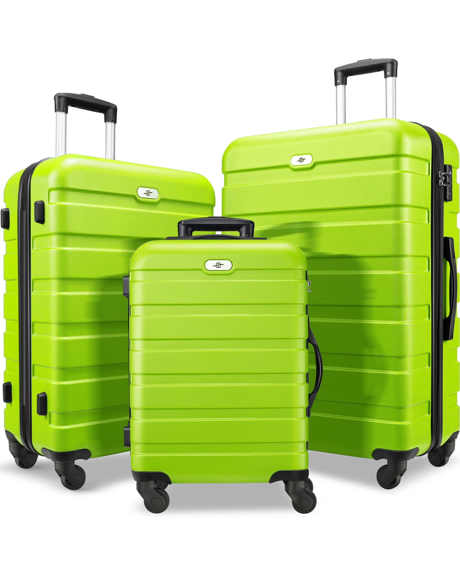Suitour 3 Piece Hard Shell Luggage Set for Travelers with Spinner Wheels and TSA Lock (Light Green, 20/24/28 inches)